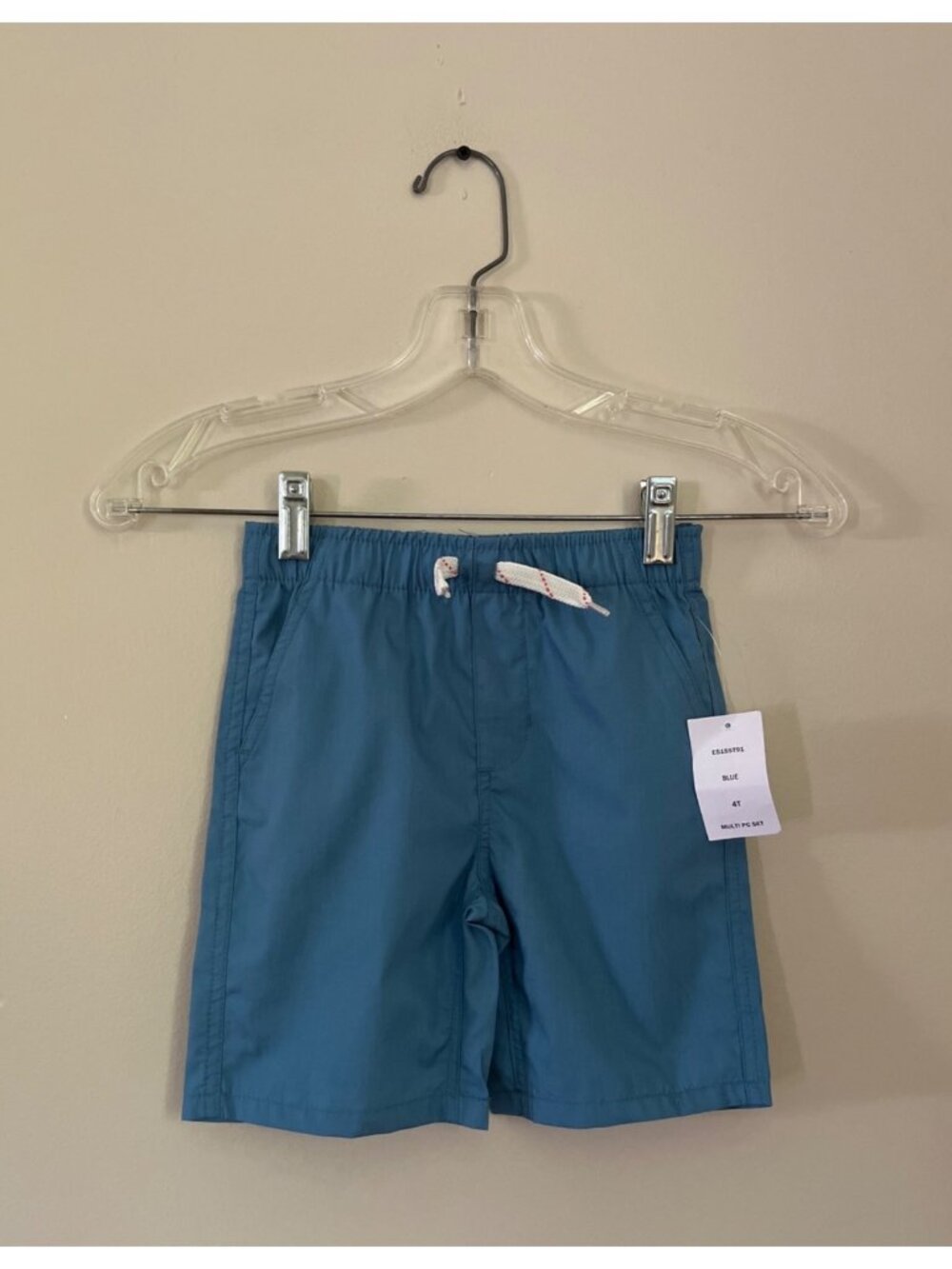 NWT Eddie Bauer Boys 4T Blue Swim Trunks Pockets Lined Drawstring Elastic Waist